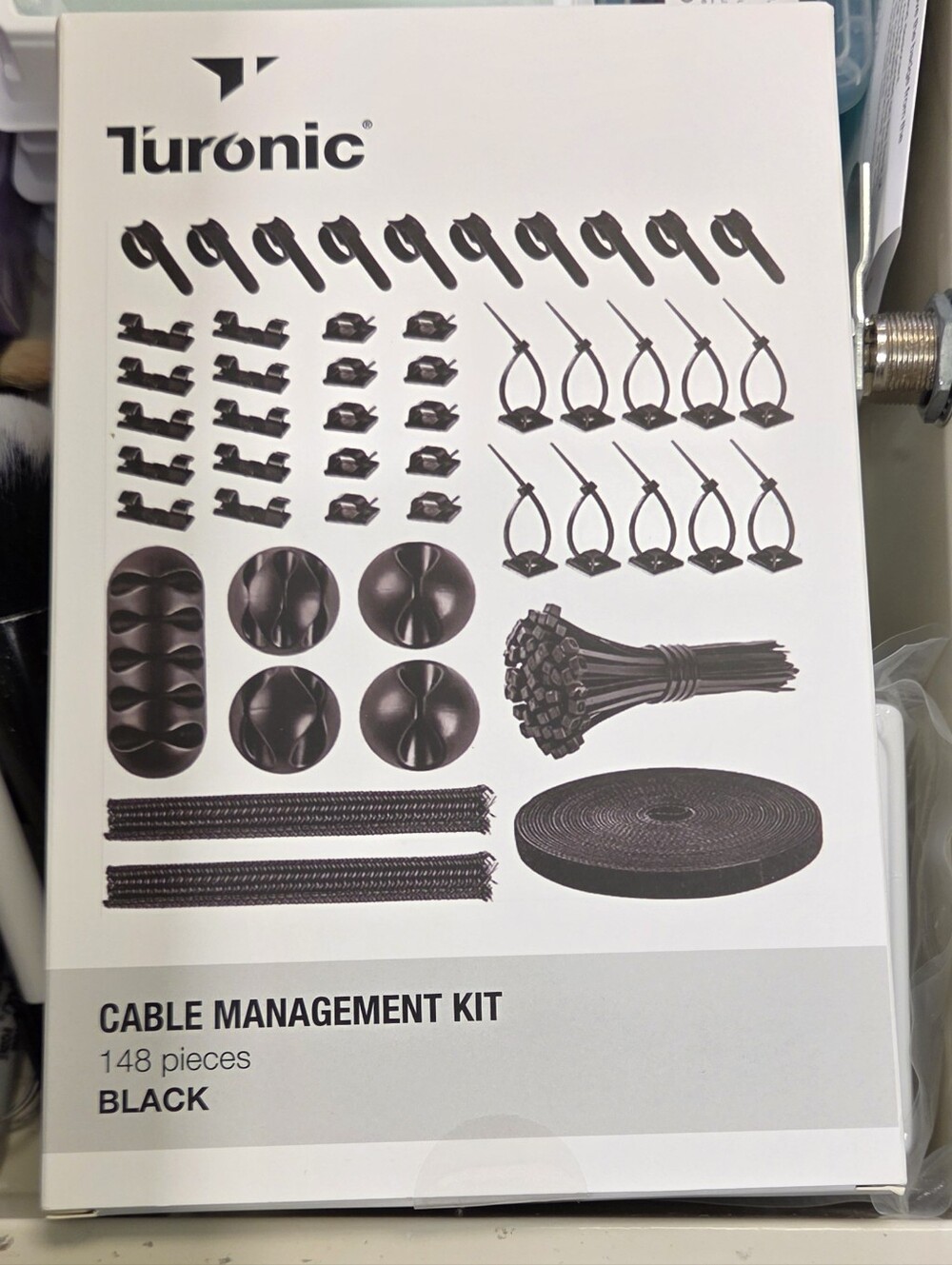 Turonic Cable Management Kit 148-Piece – Black
